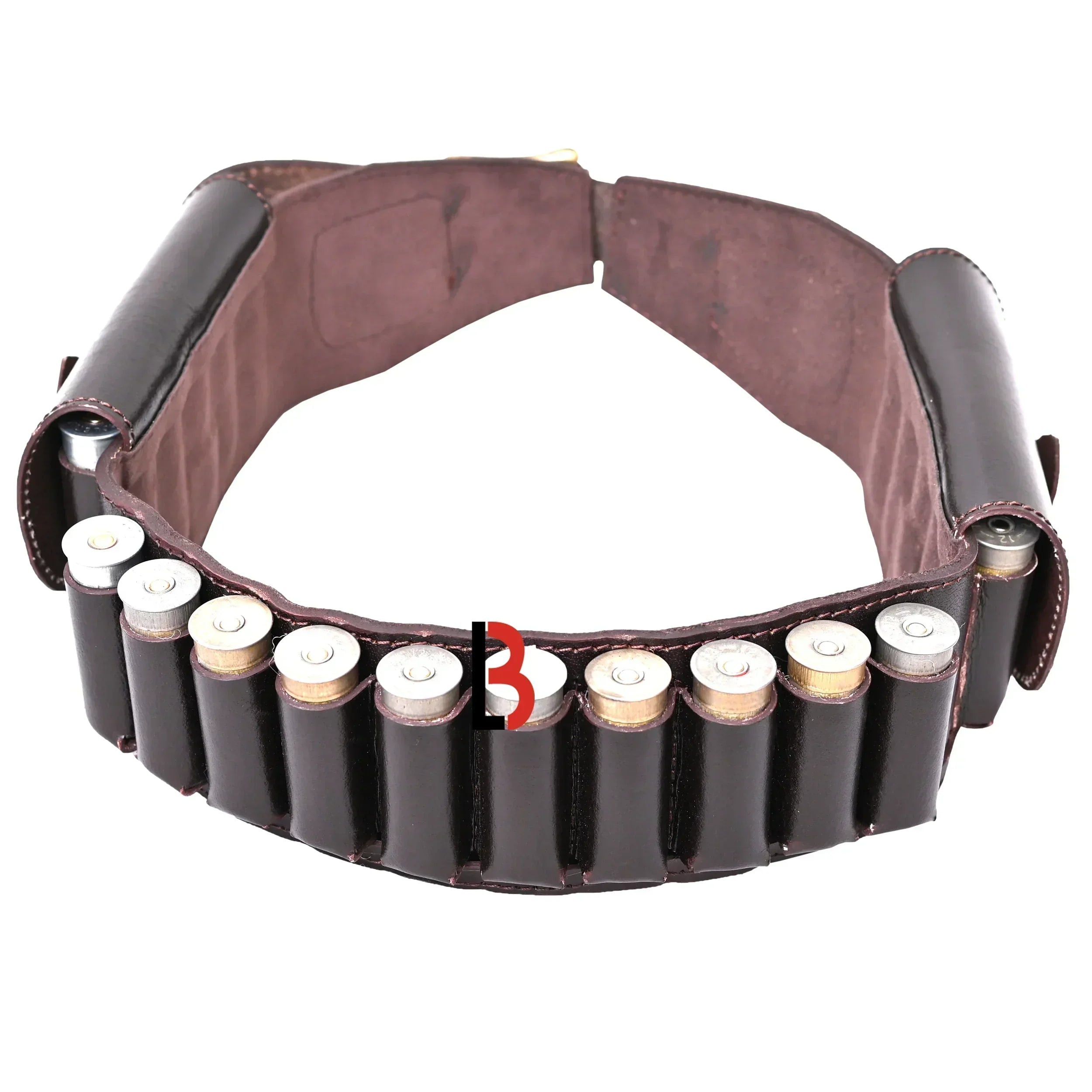 Cowhide Leather Shotshell Bandolier Cartridge Belt Two Flap Ammunition Carrier