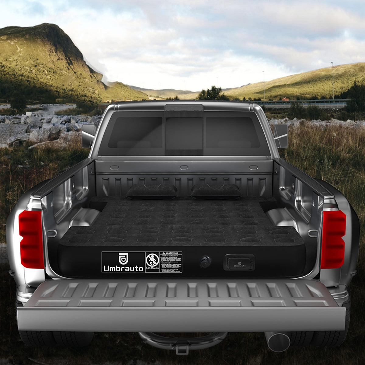 Umbrauto 5.5-5.8FT Full Size Truck Bed Mattress with Detachable Pump,Black/Grey