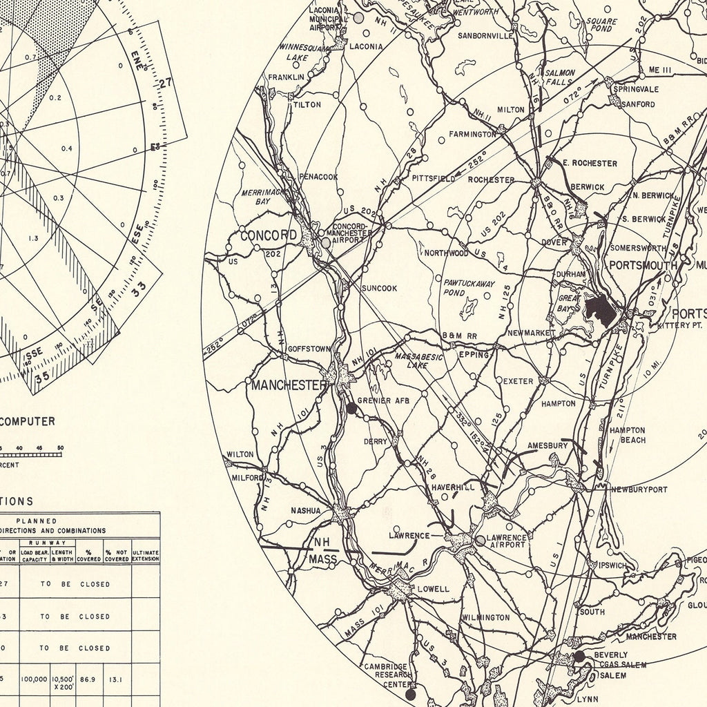 Vintage Map of the Portsmouth Municipal Airport Vicinity, 1951