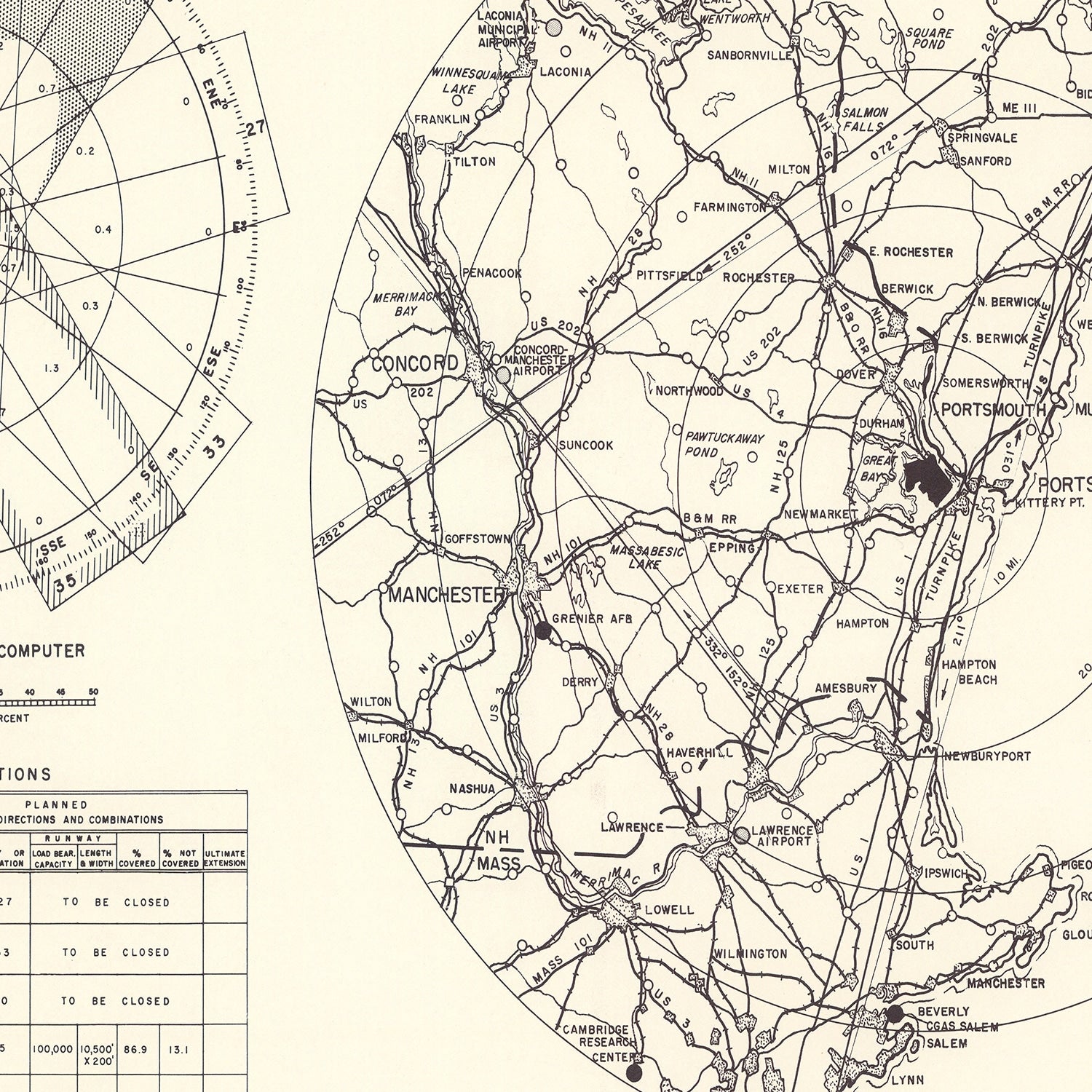 Vintage Map of the Portsmouth Municipal Airport Vicinity, 1951