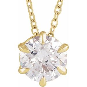 14K Yellow Gold 1 CT Lab-Grown Diamond Solitaire 16-18" Necklace