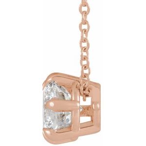 14K Rose Gold 3/4 CT Natural Diamond Solitaire 16-18" Necklace