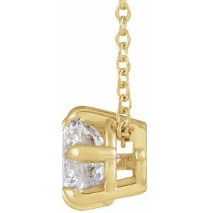 14K Yellow Gold 3/4 CT Natural Diamond Solitaire 16-18" Necklace