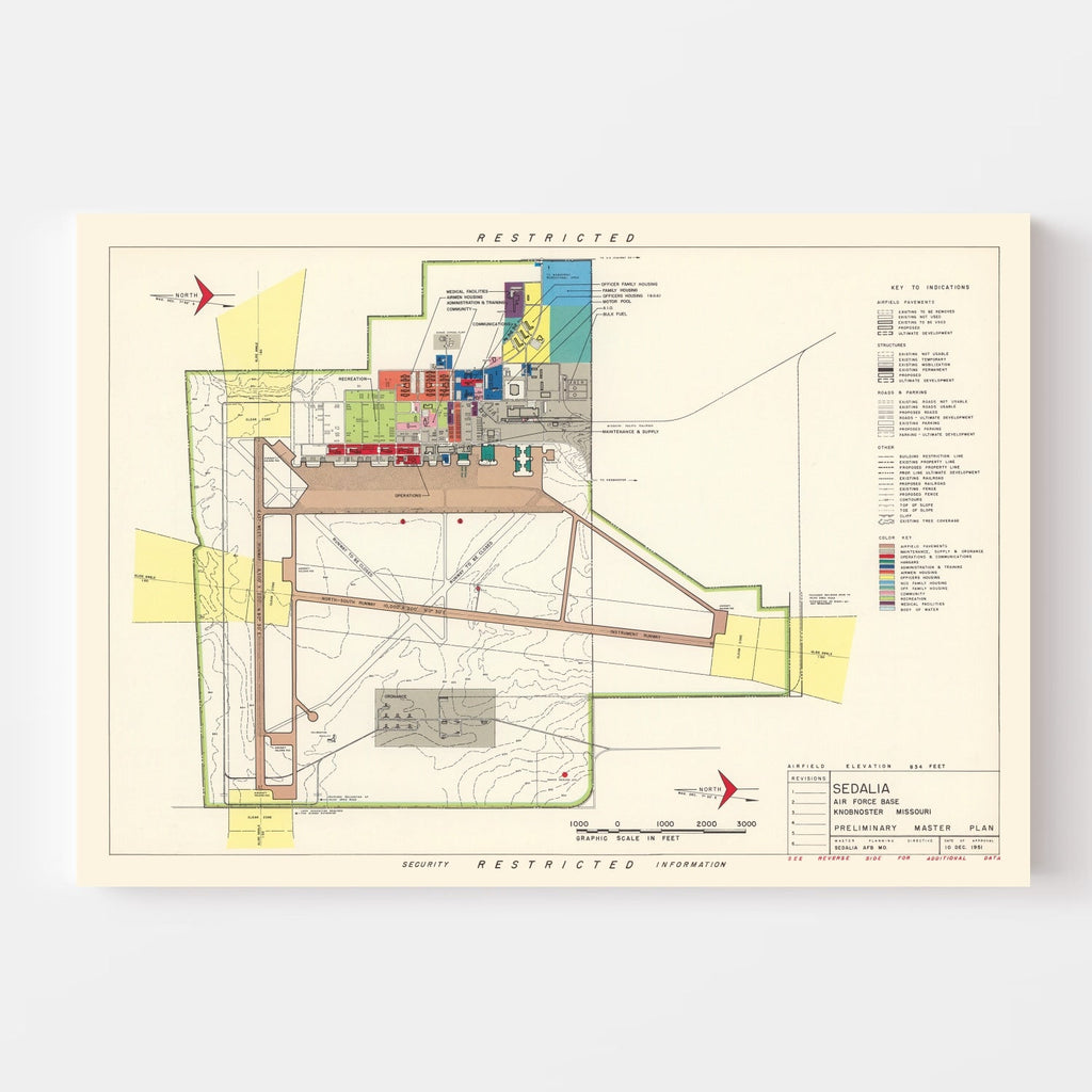Vintage Map of Sedalia Air Force Base, 1951