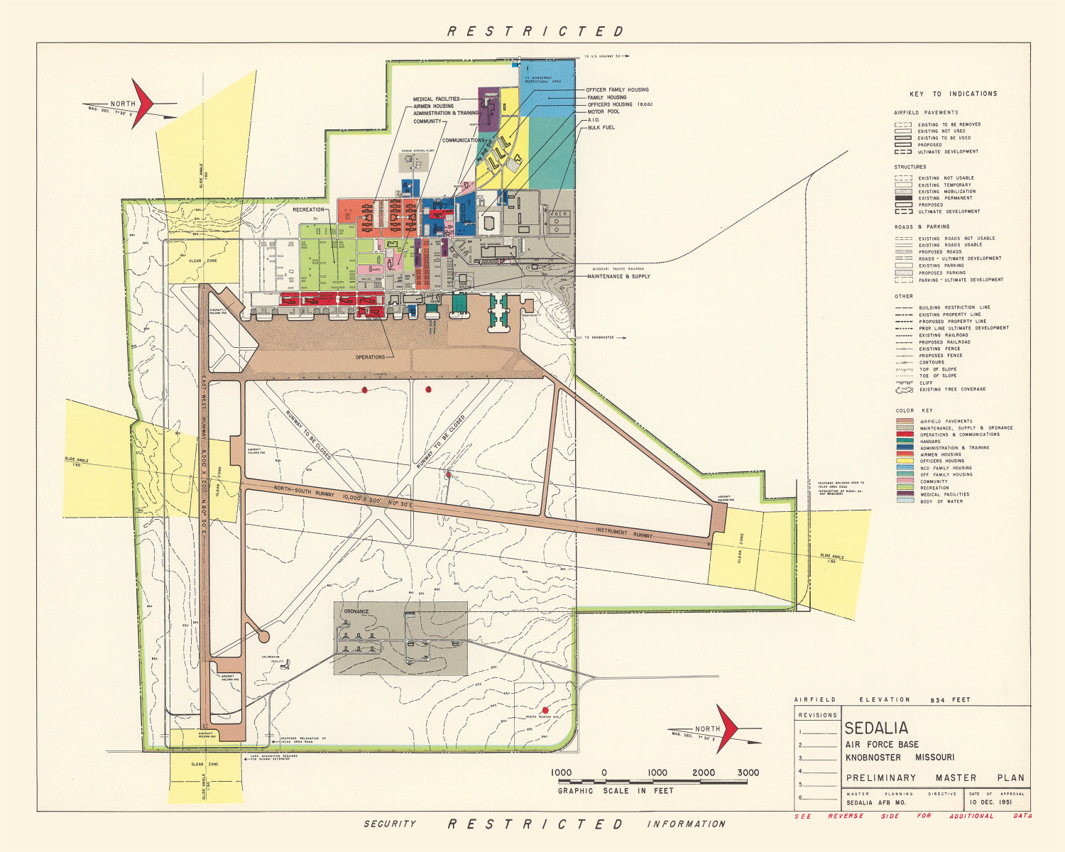 Vintage Map of Sedalia Air Force Base, 1951
