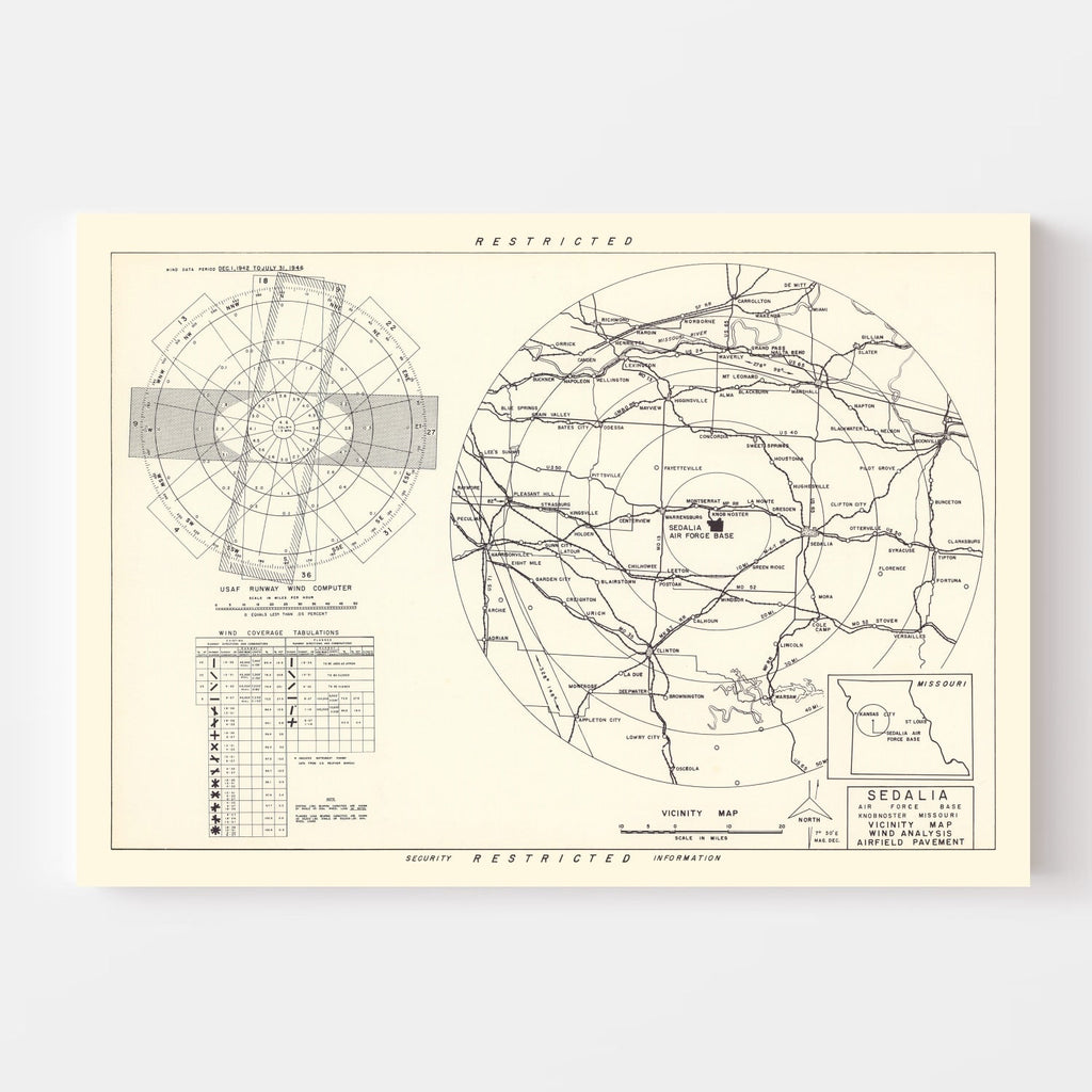 Vintage Map of the Sedalia Air Force Base Vicinity, 1951