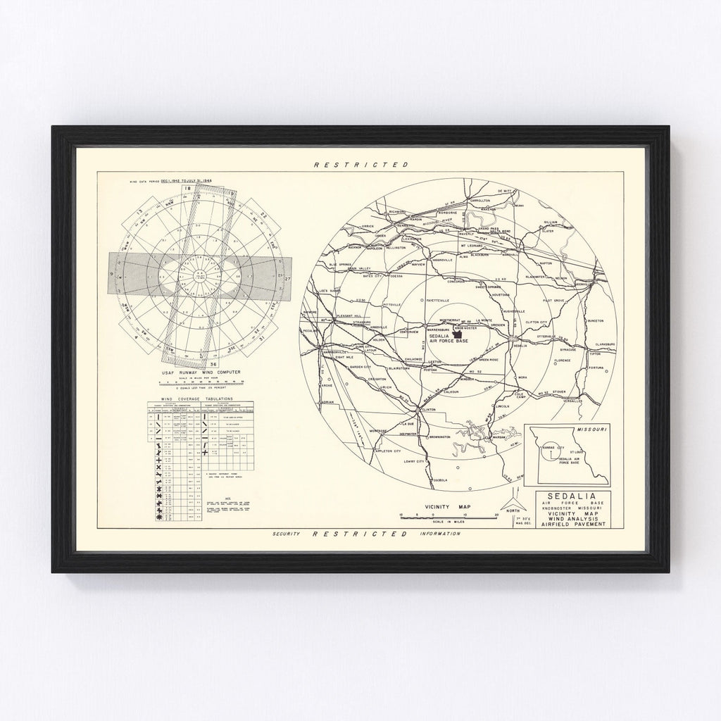 Vintage Map of the Sedalia Air Force Base Vicinity, 1951