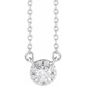 14K White Gold 1/5 CTW Lab-Grown Diamond French-Set 16-18" Necklace