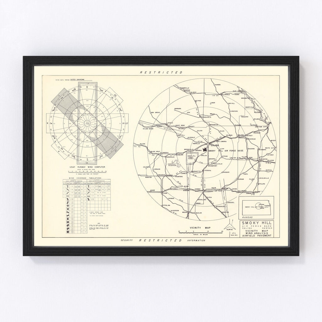 Vintage Map of the Smoky Hill Air Force Base Vicinity, 1951