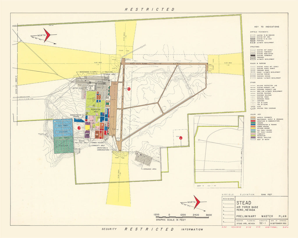 Vintage Map of Stead Air Force Base, 1952