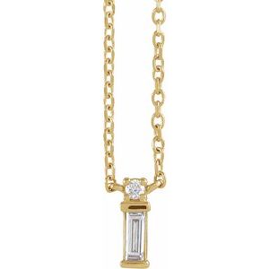 14K Yellow Gold .07 CTW Natural Diamond Bar 18" Necklace