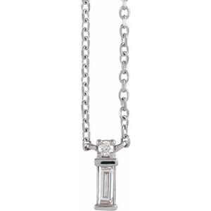 Sterling Silver .07 CTW Natural Diamond Bar 18" Necklace