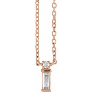 14K Rose Gold .07 CTW Natural Diamond Bar 18" Necklace