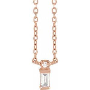 14K Rose Gold .05 CTW Natural Diamond Bar 18" Necklace