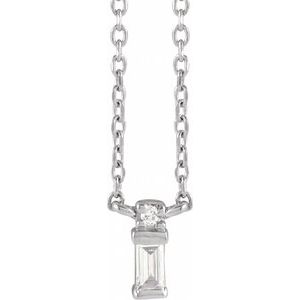 14K White Gold .05 CTW Natural Diamond Bar 18" Necklace