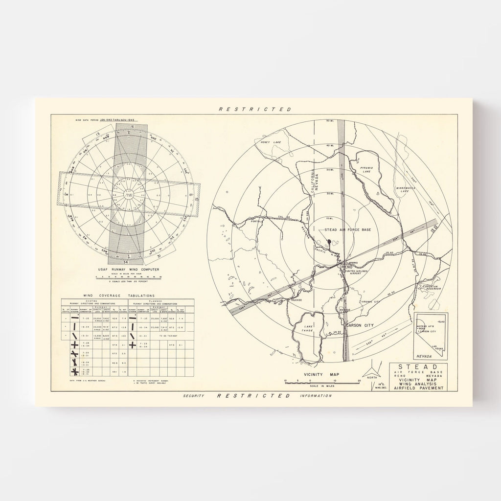 Vintage Map of the Stead Air Force Base Vicinity, 1952