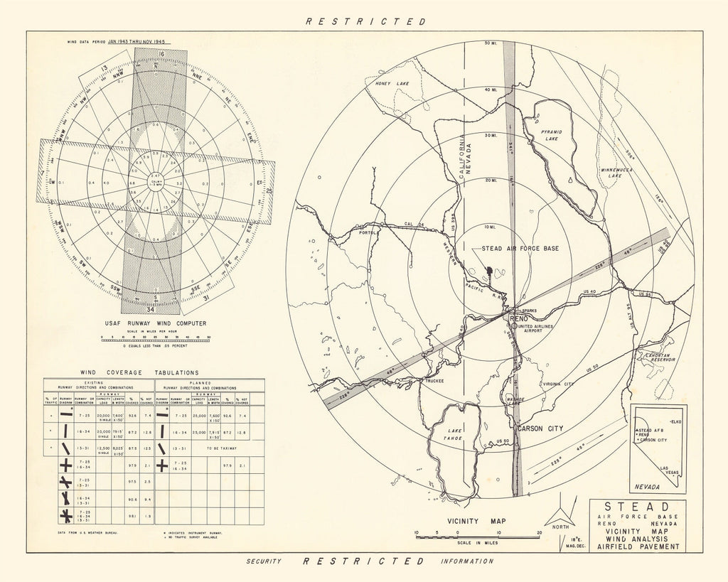 Vintage Map of the Stead Air Force Base Vicinity, 1952