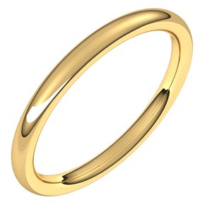 10K Yellow 2 mm Comfort-Fit European-Style Band Size 9