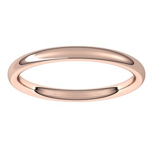 14K Rose 2 mm Comfort-Fit European-Style Band Size 17