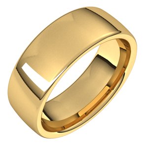 14K Yellow 7 mm Comfort-Fit European-Style Band Size 11.5