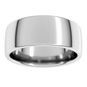 14K White 8 mm Comfort-Fit European-Style Band Size 17