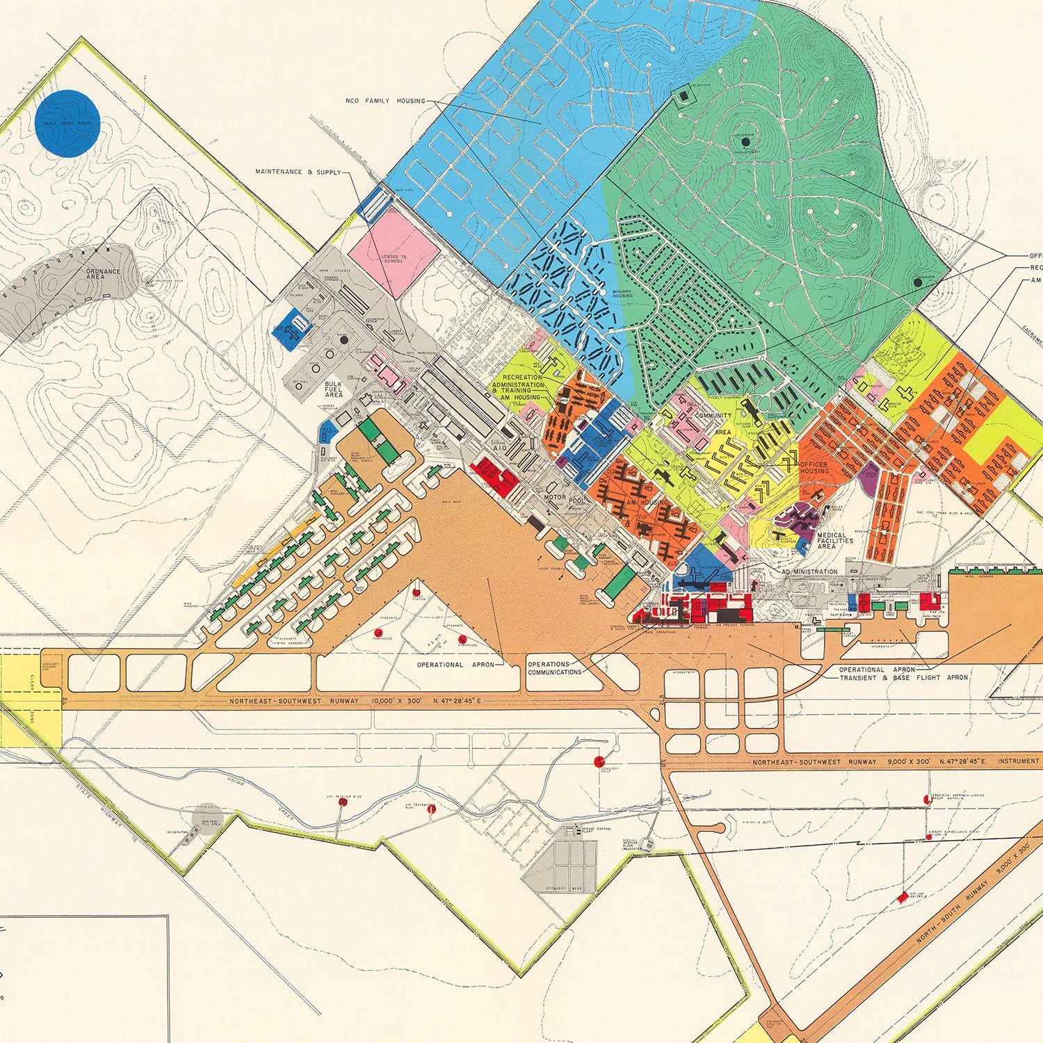 Vintage Map of Travis Air Force Base, 1951