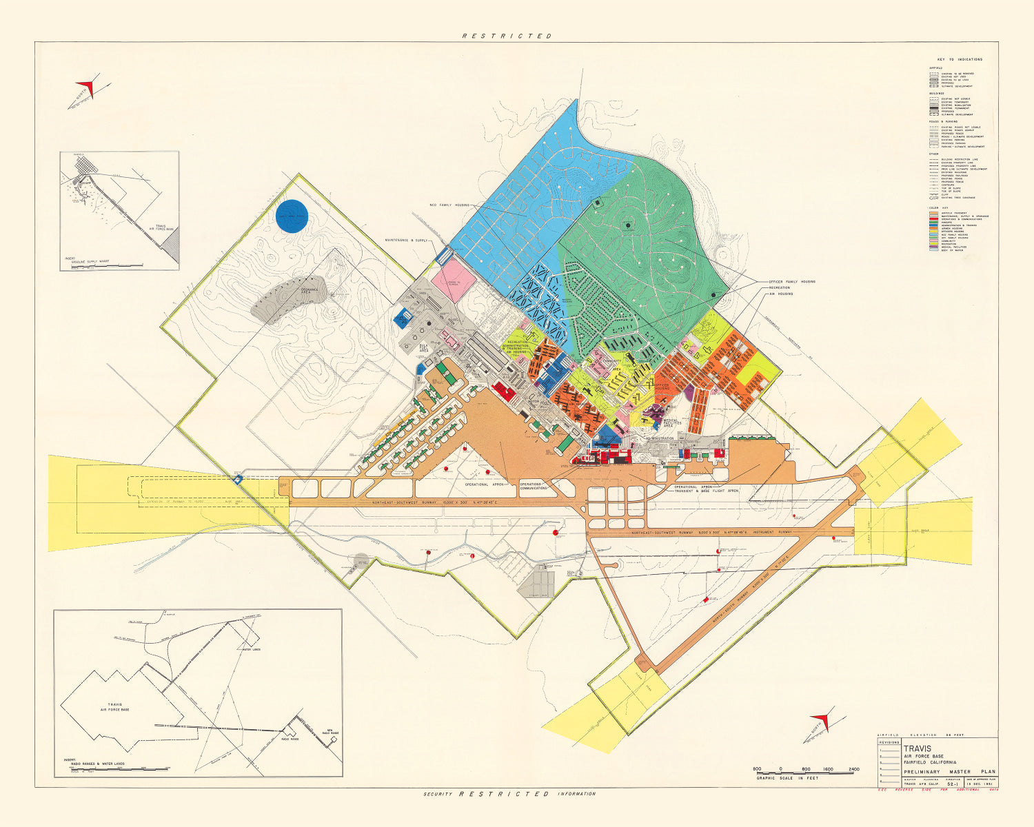 Vintage Map of Travis Air Force Base, 1951