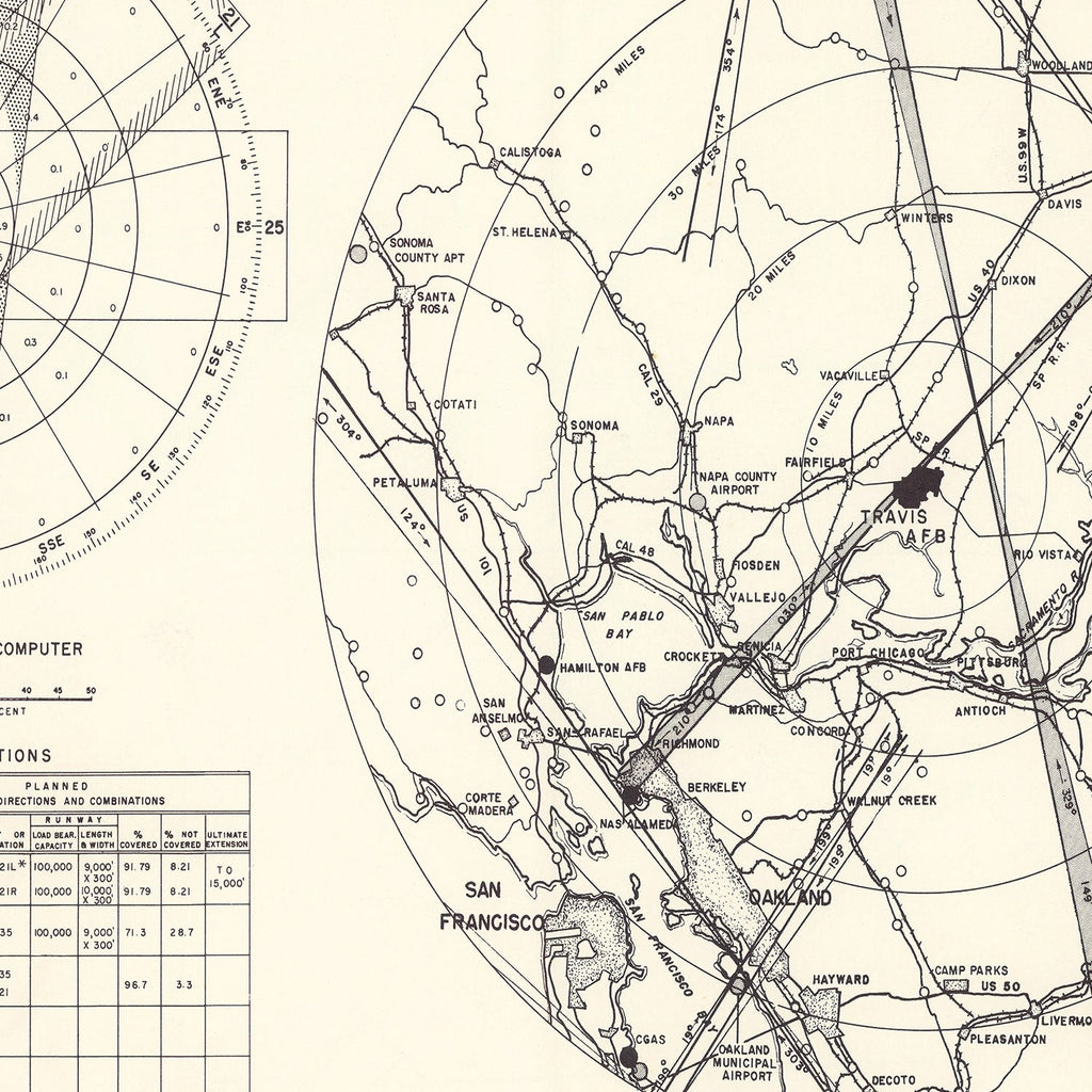 Vintage Map of the Travis Air Force Base Vicinity, 1951