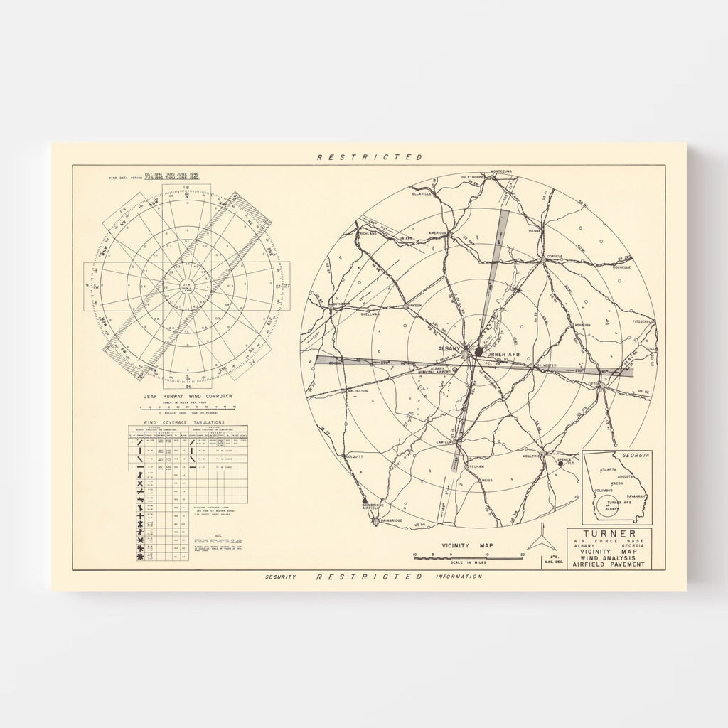 Vintage Map of the Turner Air Force Base Vicinity, 1951