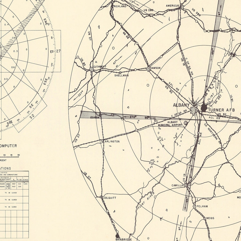 Vintage Map of the Turner Air Force Base Vicinity, 1951