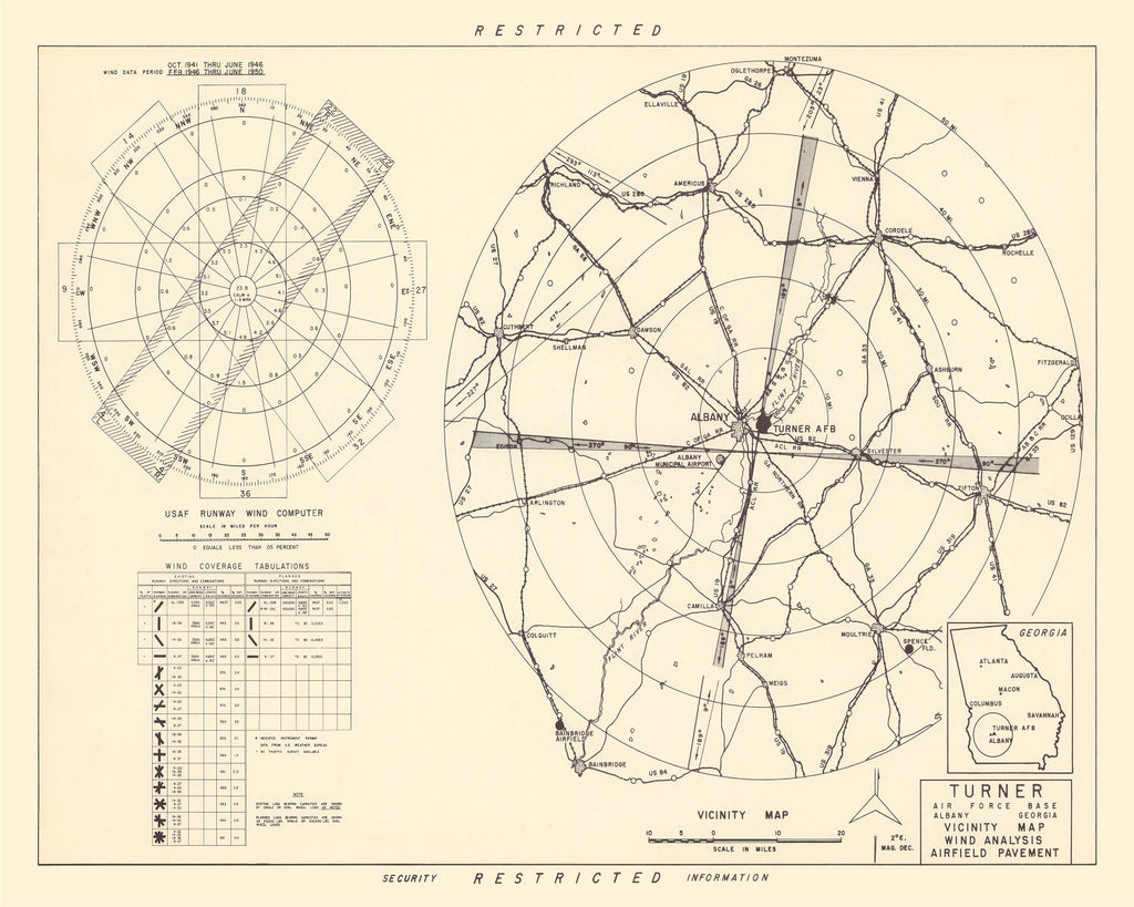 Vintage Map of the Turner Air Force Base Vicinity, 1951