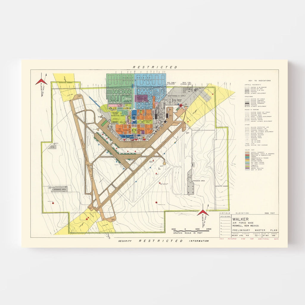 Vintage Map of Walker Air Force Base, 1951