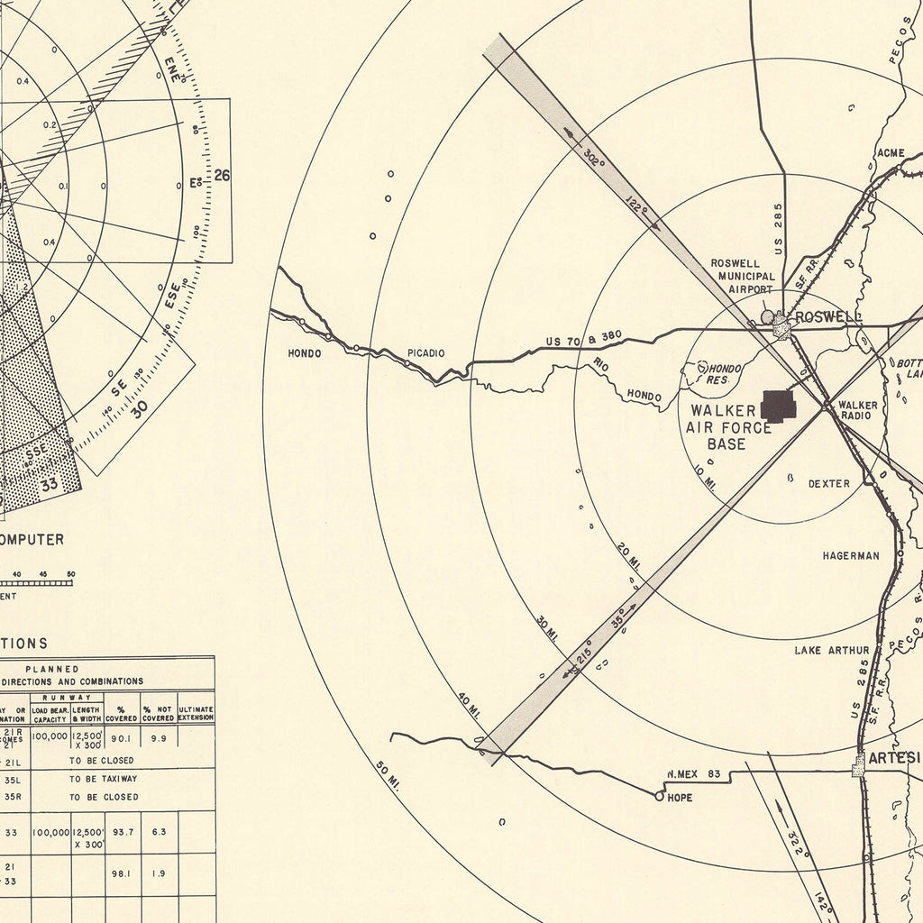 Vintage Map of the Walker Air Force Base Vicinity, 1951