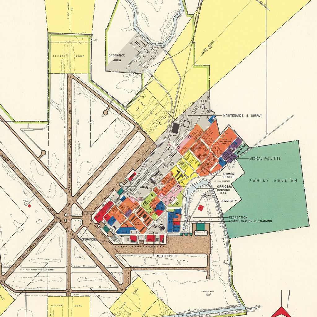 Vintage Map of Alexandria Air Force Base, 1952