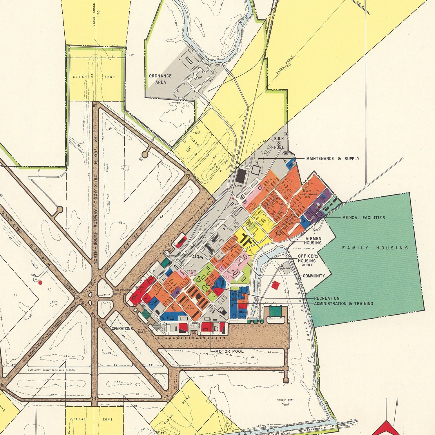 Vintage Map of Alexandria Air Force Base, 1952