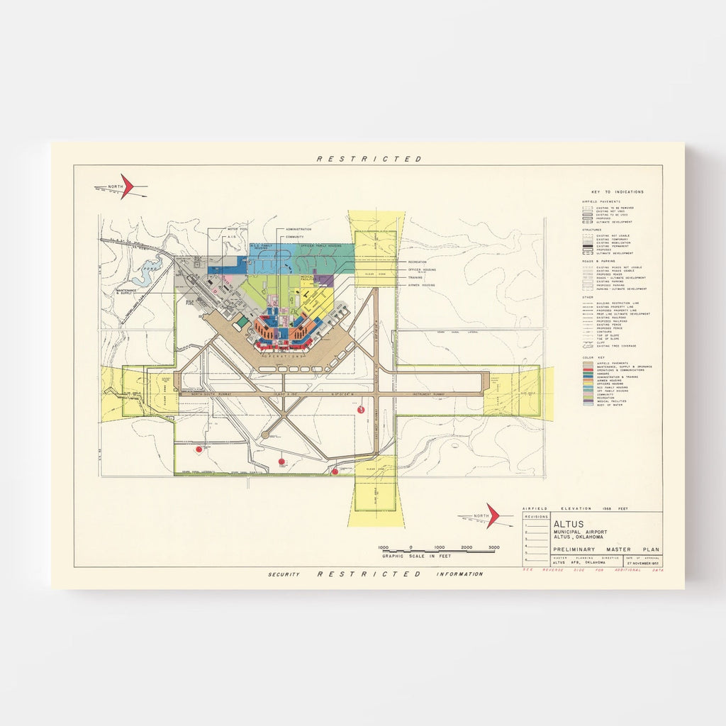 Vintage Map of Altus Municipal Airport, 1952