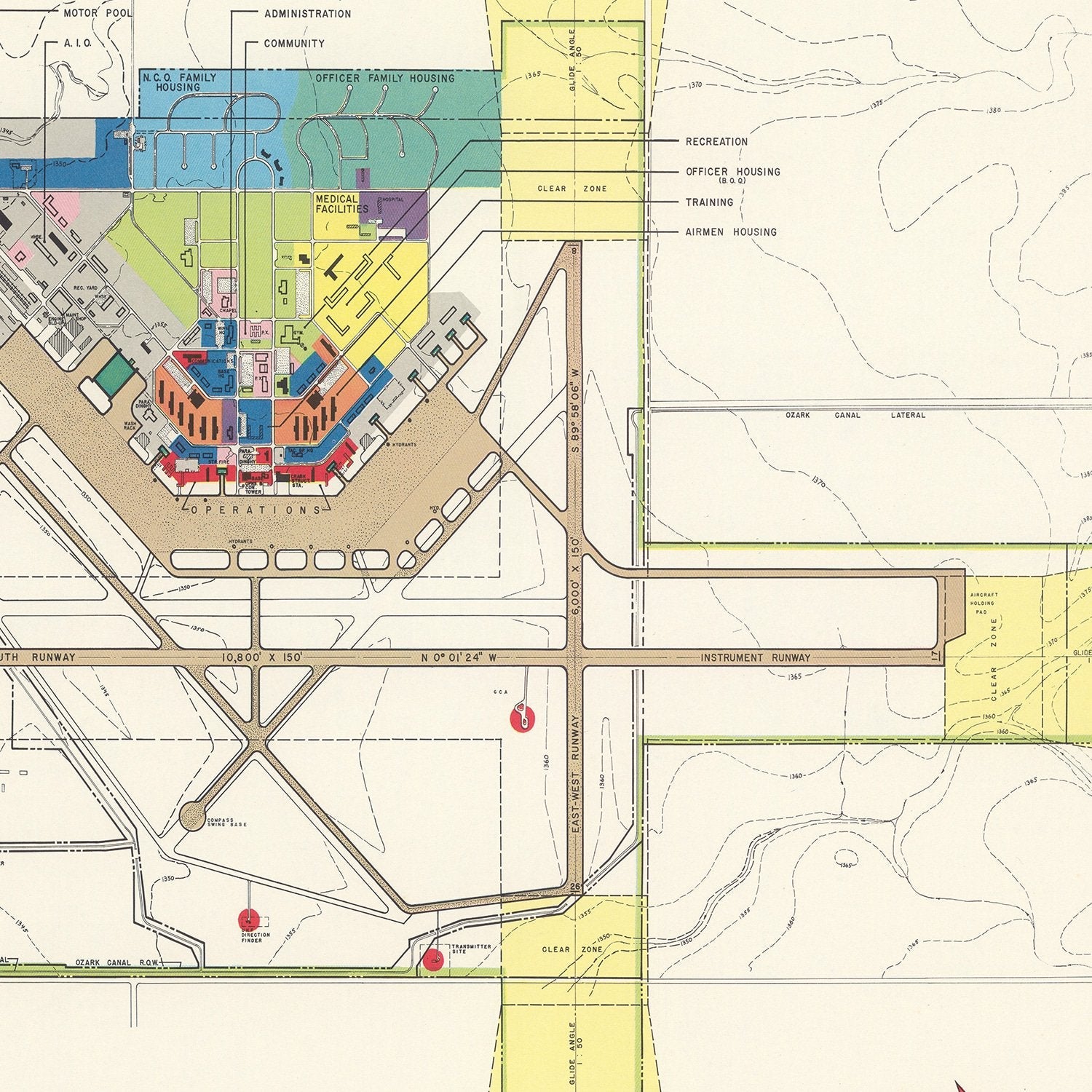 Vintage Map of Altus Municipal Airport, 1952