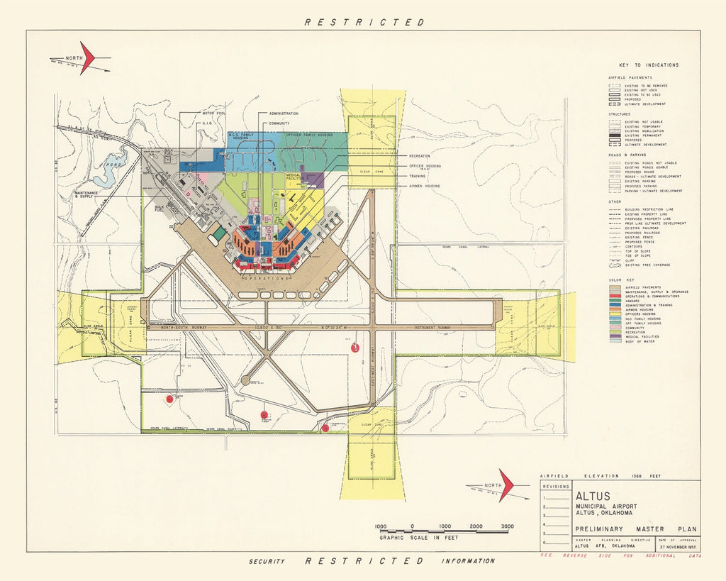 Vintage Map of Altus Municipal Airport, 1952