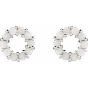 Sterling Silver Natural White Opal Cabochon Earrings – image 2