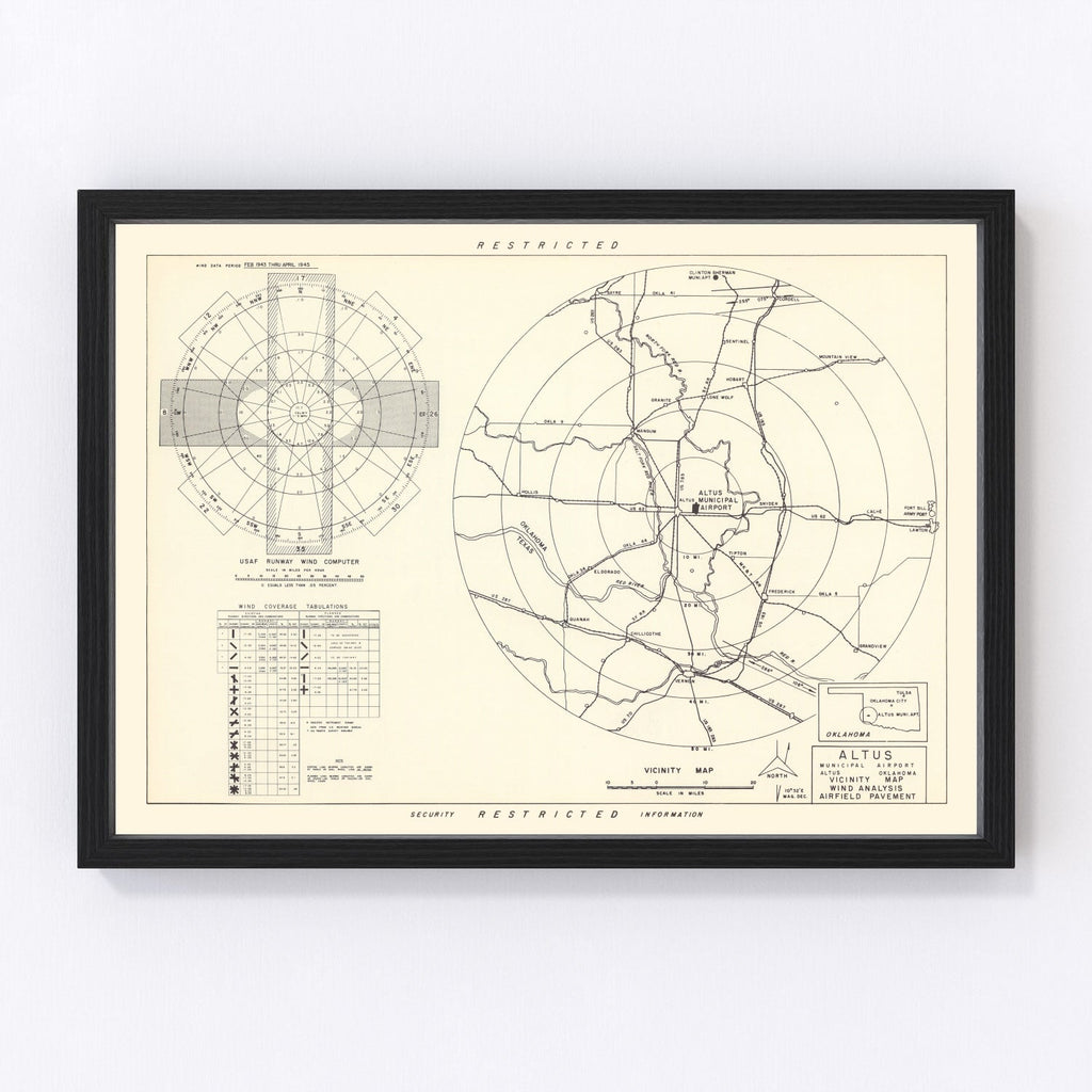 Vintage Map of the Altus Municipal Airport Vicinity, 1952