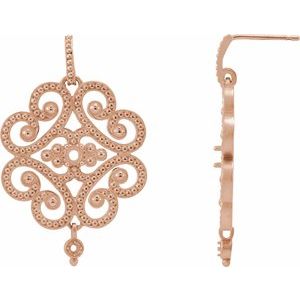 14K Rose Gold Granulated Earring Mounting
