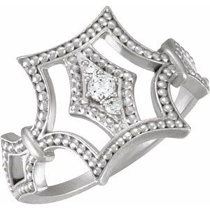 Sterling Silver .08 CTW Diamond Granulated Ring