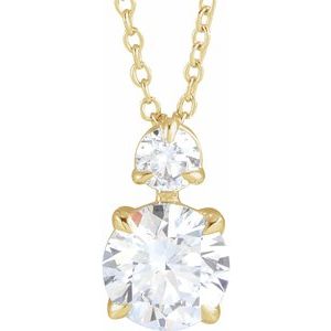 14K Yellow Gold 1 CTW Lab-Grown Diamond Claw-Prong 16-18" Necklace