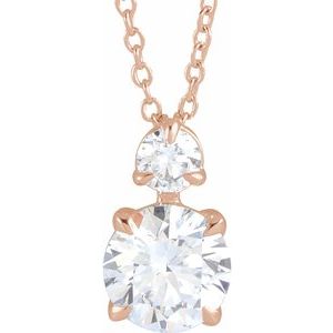 14K Rose Gold 1 CTW Lab-Grown Diamond Claw-Prong 16-18" Necklace