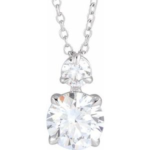 14K White Gold 1 CTW Lab-Grown Diamond Claw-Prong 16-18" Necklace