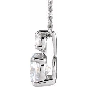 14K White Gold 1 CTW Lab-Grown Diamond Claw-Prong 16-18" Necklace