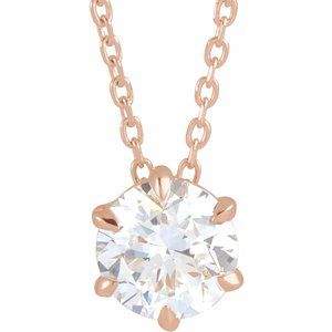 14K Rose Gold 7/8 CT Lab-Grown Diamond Solitaire 16-18" Necklace