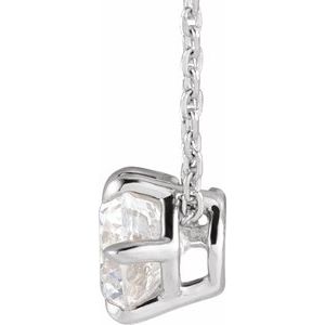 14K White Gold 7/8 CT Lab-Grown Diamond Solitaire 16-18" Necklace