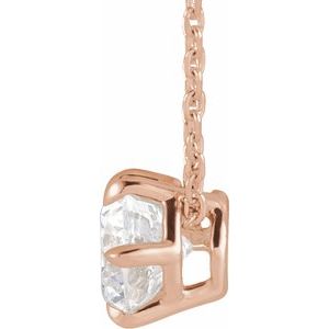 14K Rose Gold 7/8 CT Lab-Grown Diamond Solitaire 16-18" Necklace