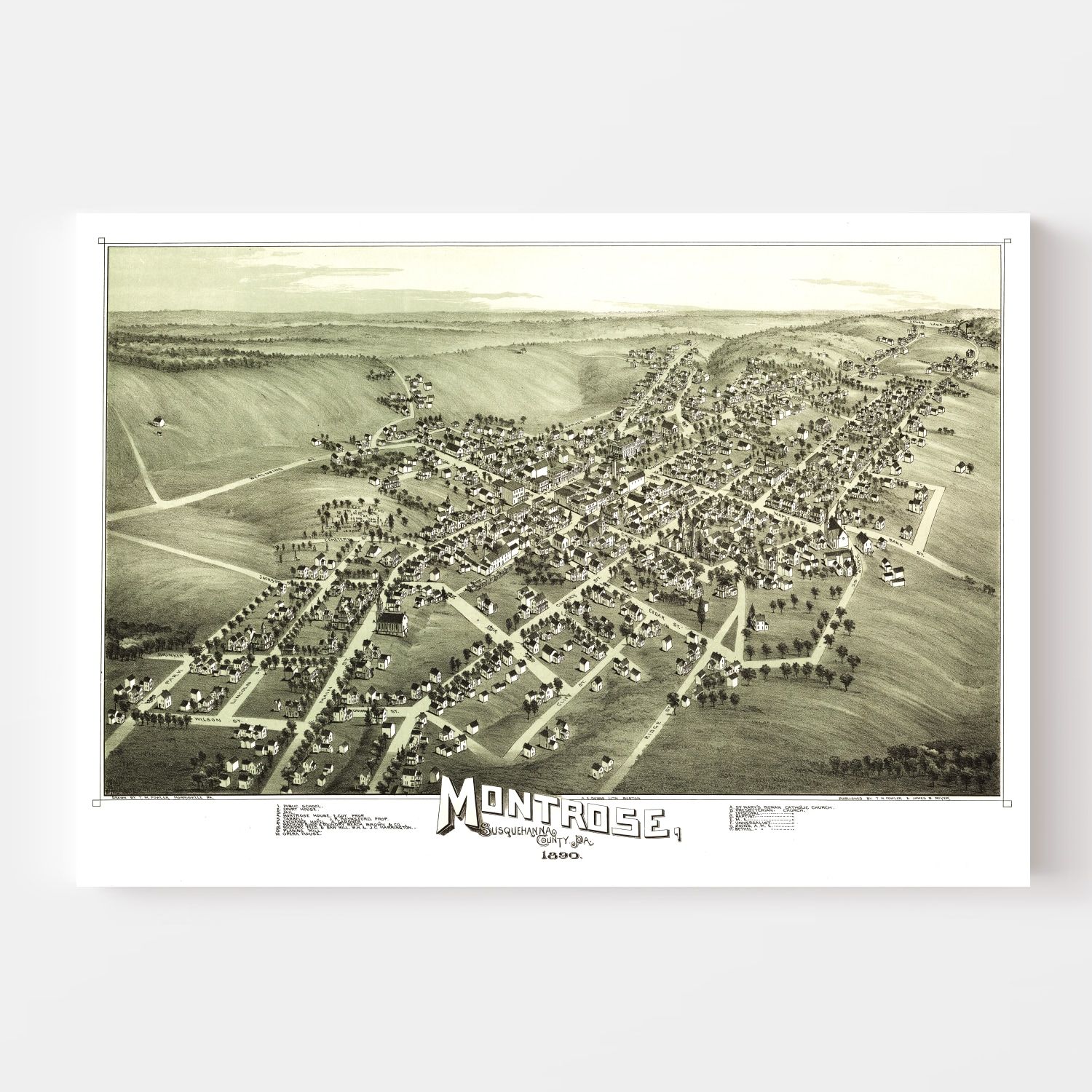 Vintage Map of Montrose, Pennsylvania 1890